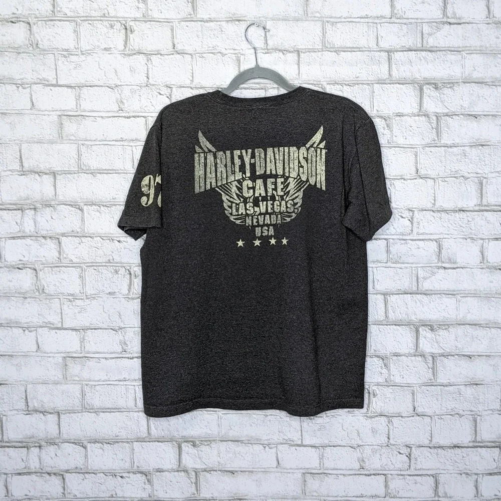 Vtg Harley Davidson Cafe Tshirt Eagle Double Sided Biker Motorcycle Vintage